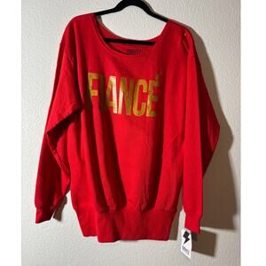 Dentz NWT Women's Size M Fiance Spellout Wide-Neck Off-Shoulder Red Sweatshirt